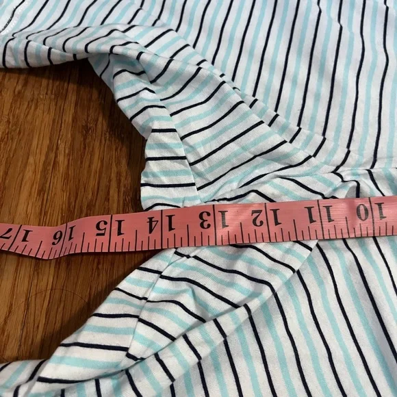 Like New. Carole Hochman Aqua Blue Tank & Blue White Striped Shorts Pajama Set. - Picture 11 of 14